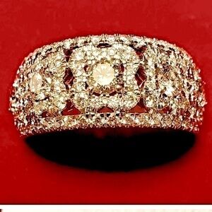 Ring “crown” solid white gold 14K with natural diamonds (not lab grown) woman